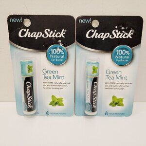 2 ChapStick Green Tea Mint Lip Butter 100% Natural Ingredients